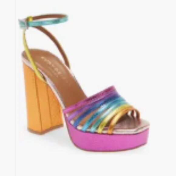 Kurt Geiger London Pierra Platform Sandal Multi Colored Metallic Size 7.5 - Picture 1 of 16